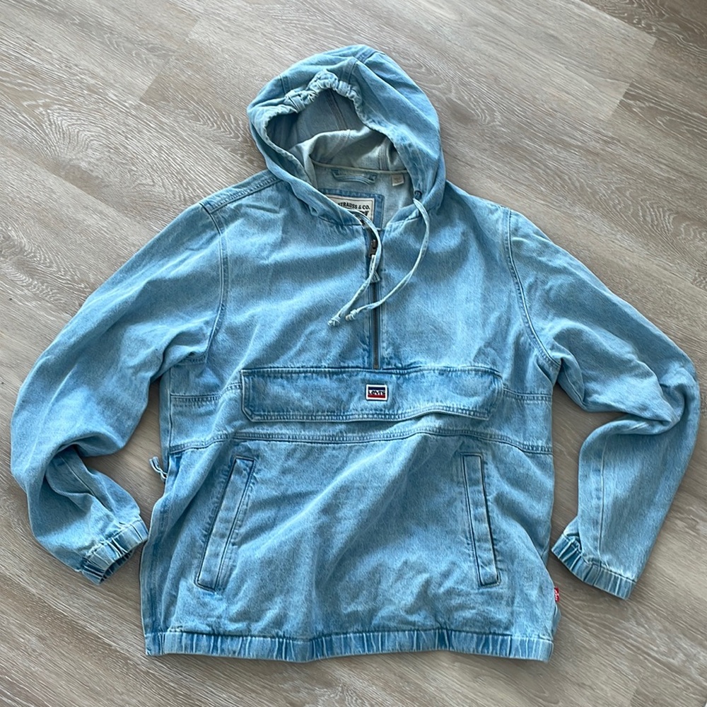 Levi’s denim half zip pullover hoodie